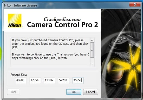 can i share the product key for nikon camera control pro 2